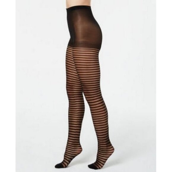 INC International Concepts Striped Tights Color Black - Picture 1 of 1